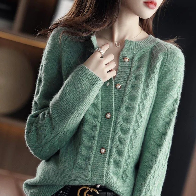 Wool Coat Peacoat - Cardigã de Tricô Vintage Feminino 2026