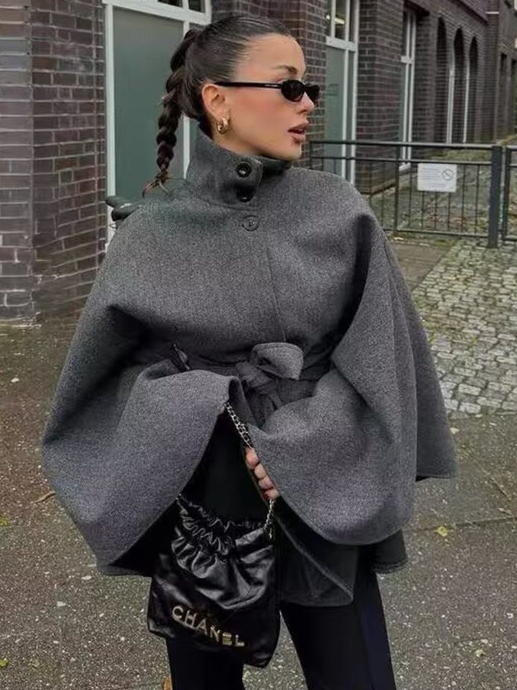 Wool Coat Peacoat - Casacos Femininos de Lã TFMLN com