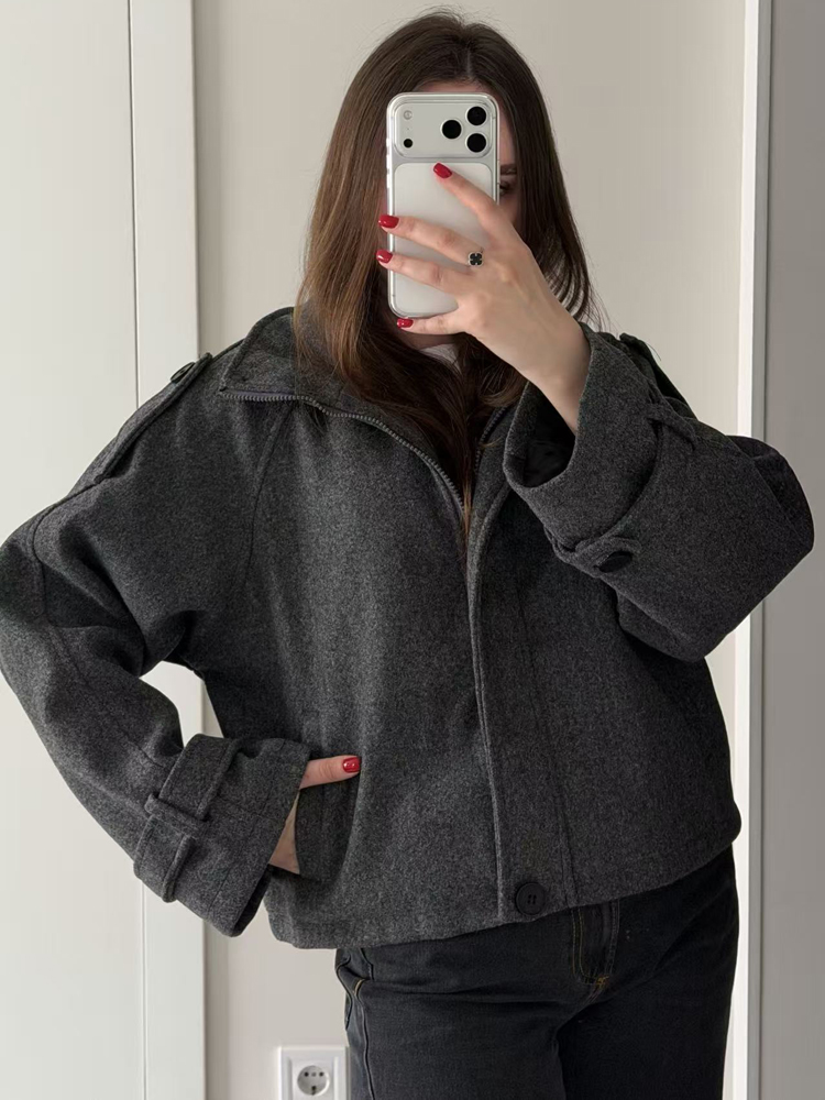 Casaco de Lã Vintage Solto com - Wool Coat Peacoat avaliação e preço