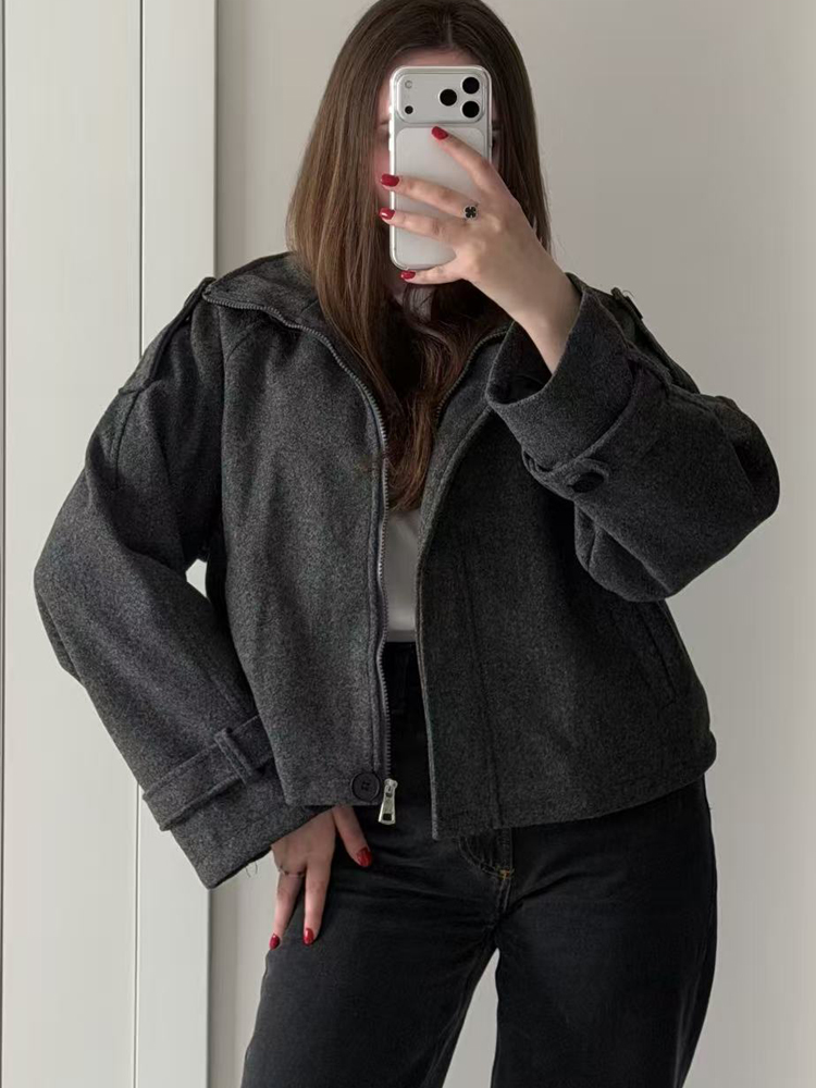 Casaco de Lã Vintage Solto com - Wool Coat Peacoat avaliação e preço