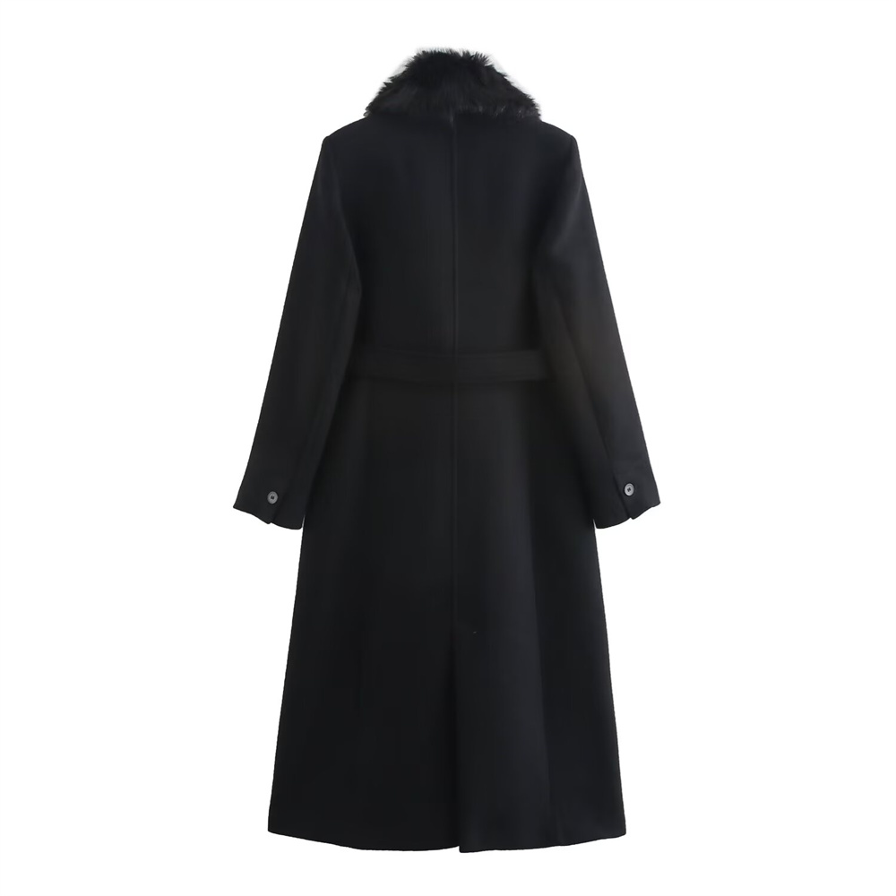 Cinto feminino gola de pele qu - Wool Coat Peacoat avaliação e preço