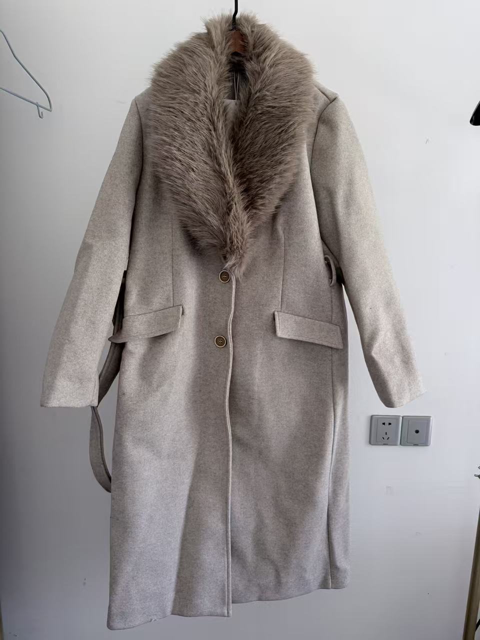 Cinto feminino gola de pele qu - Wool Coat Peacoat avaliação e preço