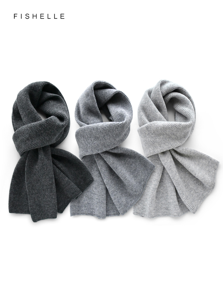 Cinza cor sólida cachecol de c - Wool Scarf Men avaliação e preço