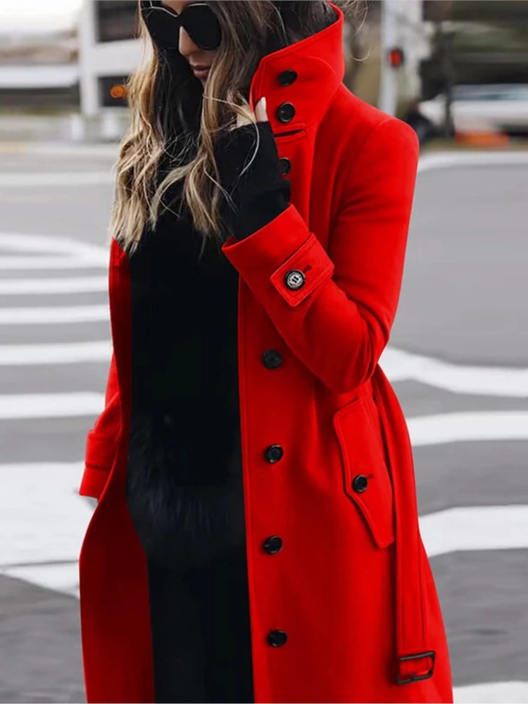 Novo casaco de lã feminino out - Wool Coat Peacoat avaliação e preço