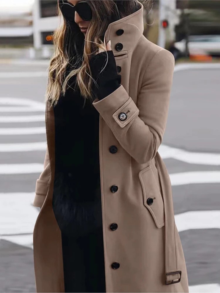 Novo casaco de lã feminino out - Wool Coat Peacoat avaliação e preço