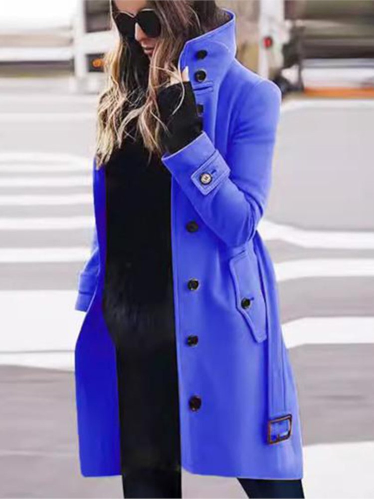 Novo casaco de lã feminino out - Wool Coat Peacoat avaliação e preço