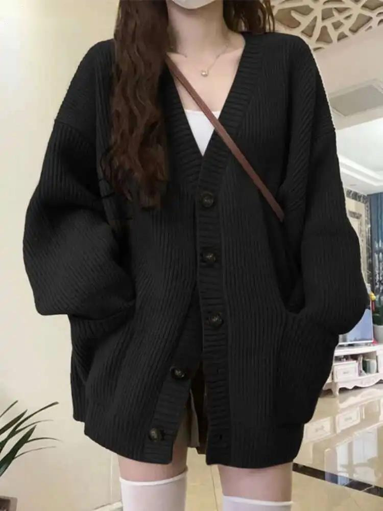 Cardigan solto feminino manga  - Wool Coat Peacoat avaliação e preço